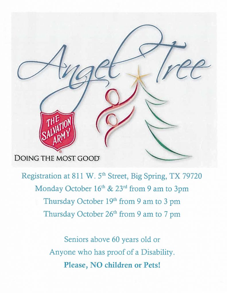 Salvation Army in Big Spring now accepting Angel Tree Applications